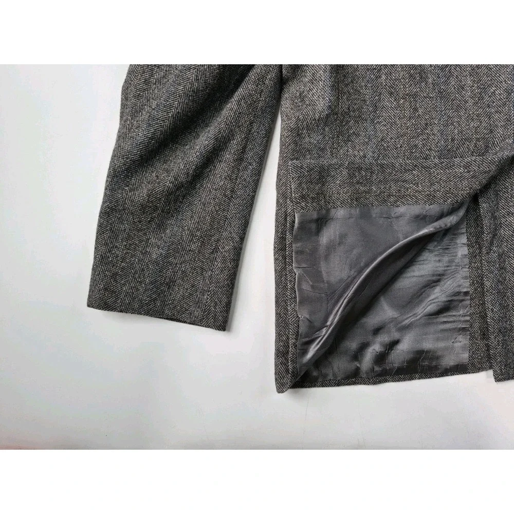 Croft & Barrow Vintage 44R Gray Wool Herringbone Blazer Mens 2 Button Sport Coat